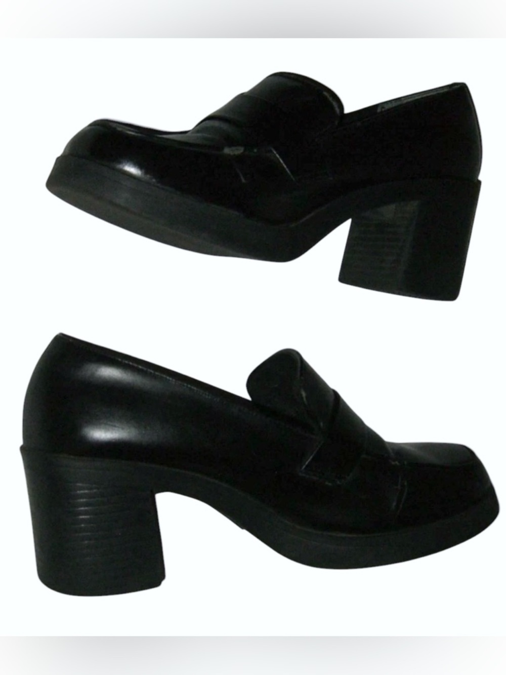 Mudd Loafers Vintage 90's Black Chunky Dark Academia Coquette Kawaii y2k Bratz 8 - Picture 4 of 16